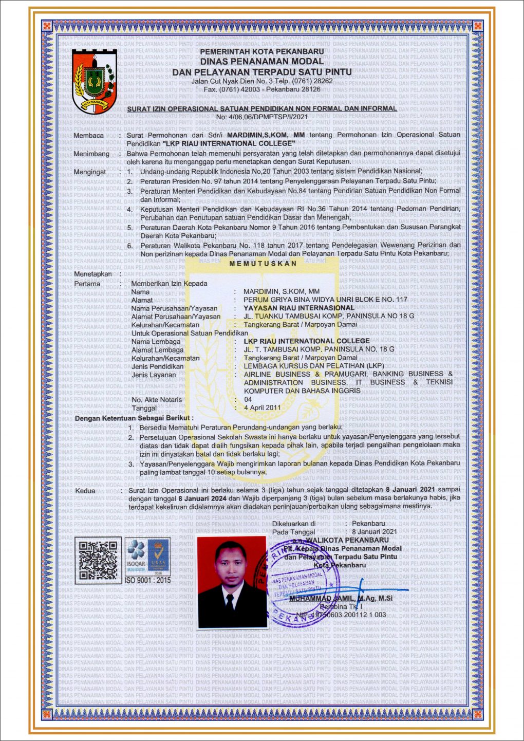 Legaliatas \u2013 Riau International College